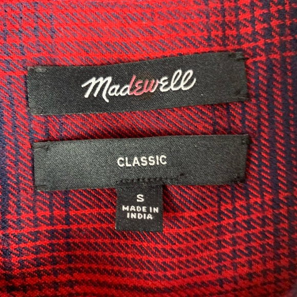 Madewell Red Plaid Classic Button Down size Small - Picture 3 of 7